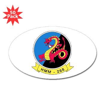 MMHS268 - M01 - 01 - Marine Medium Helicopter Squadron 268 - Sticker (Oval 50 pk) - Click Image to Close